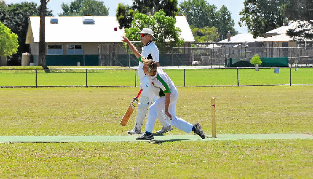 PITCHING IT UP: Liam Duncan of the Railway Hotel Rascals bowls against Sovereign at Allora. PITCHING IT UP: Liam Duncan of the Railway Hotel Rascals bowls against Sovereign at Allora.